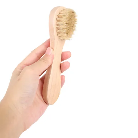 Ensemble de Brosses de Bain en Bois Naturel Poils de Sanglier Brosse de Nettoyage Facial Massage Corporel Brosse Exfoliante Manuelle