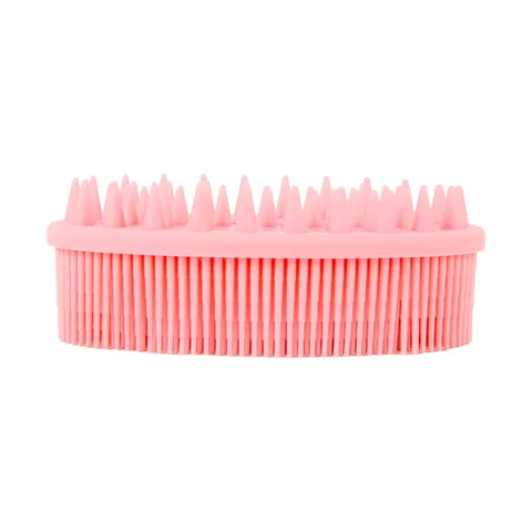 Brosse de Massage du Cuir Chevelu en Silicone Peigne de Massage de la Tête Utilisation Sec Humide Poils en Silicone Souples Rose