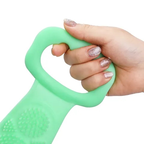 Silicone Back Scrubber For Shower Long Double Sided Bath Brush With Handles Body Exfoliating Massage Scrubber For Bathroom Men Women