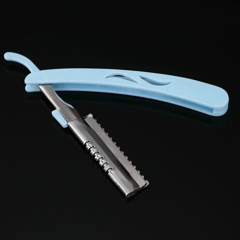 Stainless Steel Eyebrow Razor With Foldable Plastic Handle Safety Guard Manual Eyebrow Shaper Grooming Trimmer For Women Men