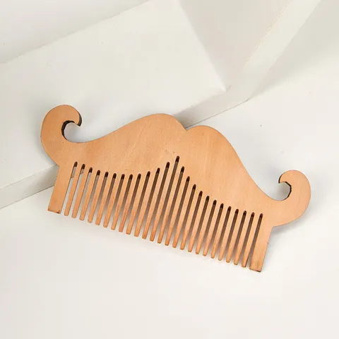 Men Mustache Shaped Wooden Beard Comb Peach Wood Hair Styling Template Comb For Beard Grooming Barber Tool Gift