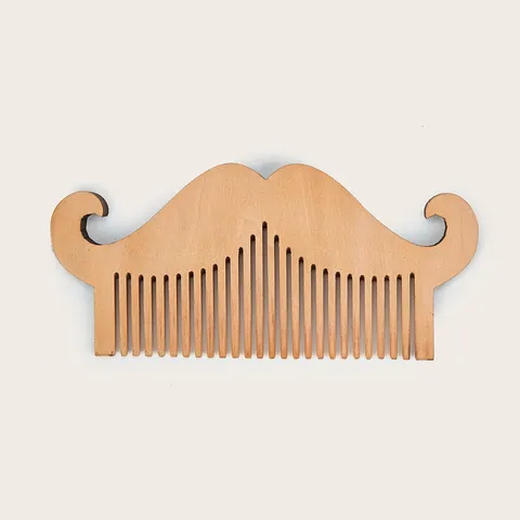 Men Mustache Shaped Wooden Beard Comb Peach Wood Hair Styling Template Comb For Beard Grooming Barber Tool Gift
