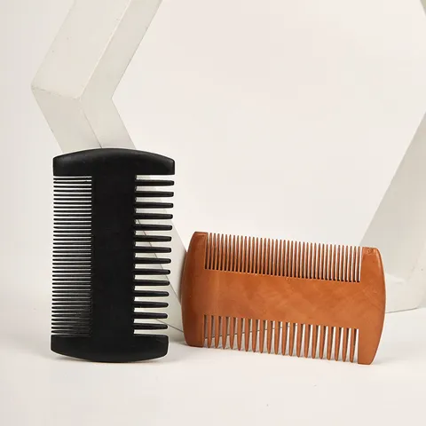 Men Wood Beard Comb Double Sided Fine Coarse Teeth Mustache Styling Care Tool Hair Grooming Brush Portable Comb For Shaving