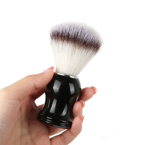 Pennello da Barba Classico da Uomo con Manico in Resina Setole in Nylon Strumento per la Pulizia della Barba per il Bagno Quotidiano
