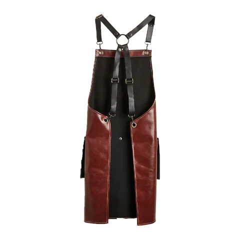 Retro PU Leather Barber Apron For Men Professional Stylist Work Apron Waterproof Brown Salon Hairdressing Workwear With Pockets