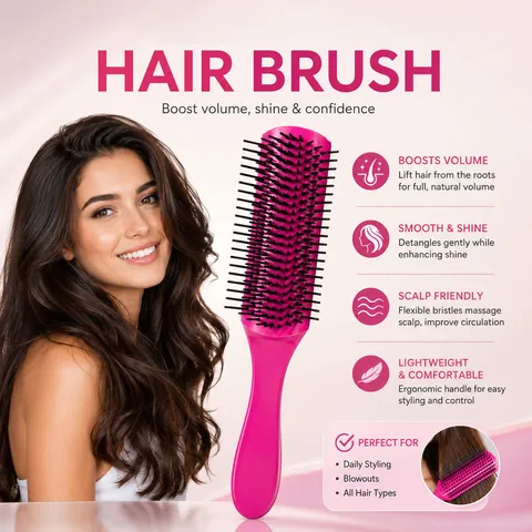 Spazzola Per Capelli a 9 File Staccabile Per Uomo Pettine Professionale Per Lo Styling Della Testa a Olio Massaggio Del Cuoio Capelluto Per Capelli Lisci e Ricci