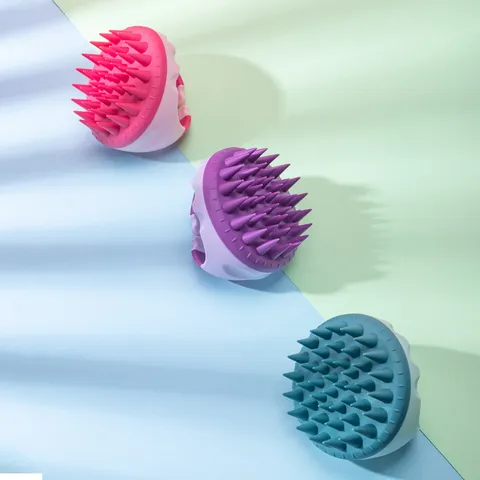 Silicone Shampoo Brush Scalp Massager Soft Bristle Hair Scrubber For Deep Cleaning Head Massage Shower Bath Brush Unisex Bathroom Tool