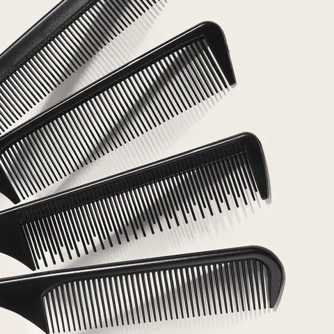 Carbon Fiber Rat Tail Comb Set Professional Hair Comb For Styling Sectioning Parting Heat Resistant Black Fine Tooth Comb