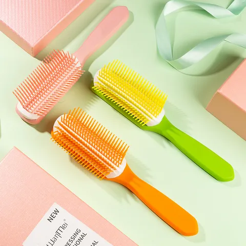Professional 9-Row Vent Hair Brush For Hair Styling Scalp Massage Detangling Volumizing Comb For Men Women Straight Curly Hair
