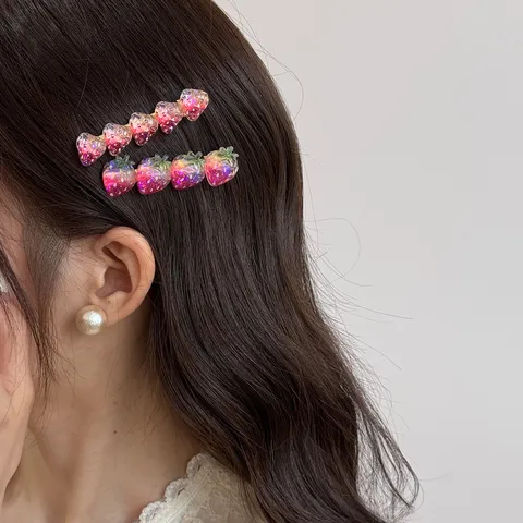 Κλιπ Μαλλιών Φράουλα Κορεατικού Στυλ για Γυναίκες Χειροποίητο Κλιπ Μαλλιών 3D Φρούτα Μόδα Αξεσουάρ Μαλλιών