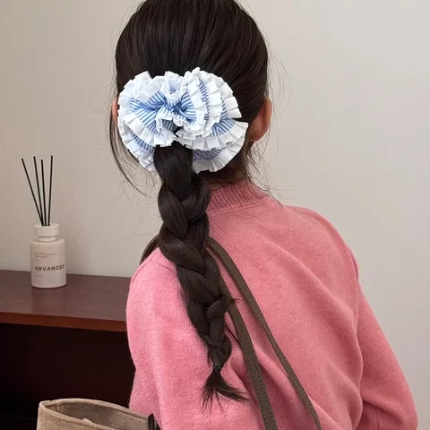 Zoete Geruite Gestreepte Stof Scrunchie Geplooid Rand Hoge Elasticiteit Haarelastiekjes Ponytail Houder Bos Stijl Vrouwen Haaraccessoires
