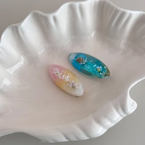 Ocean Series Shell Conch Ellipse Hair Clip Plastic Resin Duckbill Clip Summer Fresh Bangs Side Clip Women Hair Accessories