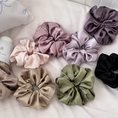 Elegante Coletero de Satén Estilo Coreano Gran Goma de Pelo de Tela Elástica para Mujer Accesorios de Diadema Sofisticados
