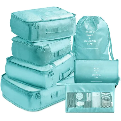 Set de Sacs de Rangement de Voyage Organisateur de Bagages Imperméable Cubes d'Emballage Trousse de Toilette Accessoires de Voyage