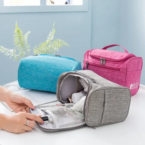 Tragbarer Reise Kulturbeutel Wasserdicht Kationisch Oxford Tuch Hängender Kosmetik Organizer Make-Up Aufbewahrungstasche Für Damen Herren