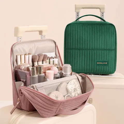 Große Kapazität Tragbare Stehende Reise Kosmetiktasche Multifunktionale Make-up Pinsel Aufbewahrung Organizer Kulturtasche