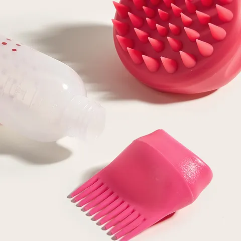 Set di Bottiglie per il Lavaggio dei Capelli Squeeze con Massaggio del Cuoio Capelluto Bottiglia Applicatore e Spazzola in Silicone
