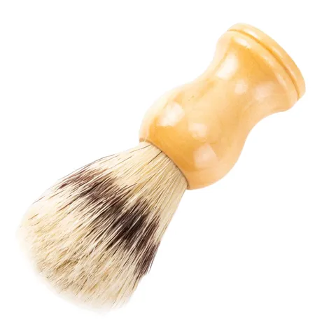 Men Professional Shaving Brush Wood Handle Synthetic Bristles Lathering Shaver Brush For Barbershop Home Grooming Accessory