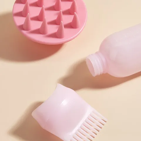 Set di Bottiglie per il Lavaggio dei Capelli Squeeze con Massaggio del Cuoio Capelluto Bottiglia Applicatore e Spazzola in Silicone