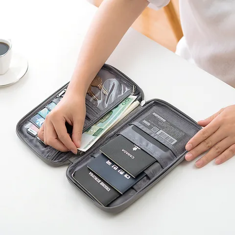 Multifunktionale Reisedokumente Organizer Tasche Große Kapazität Passhalter Mehrschichtige Aufbewahrungstasche