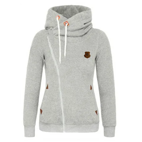 Γυναικείο Casual Side Zipper Hooded Sweatshirt Long Sleeve Solid Color Pocket Drawstring Hoodies Fashion Outerwear