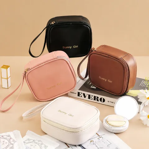 Wasserdichte PU-Leder Mini Kosmetiktasche Tragbare Damenbinde Aufbewahrungstasche Reise Make-up Organizer Süße Handtasche Für Damen Täglicher Gebrauch