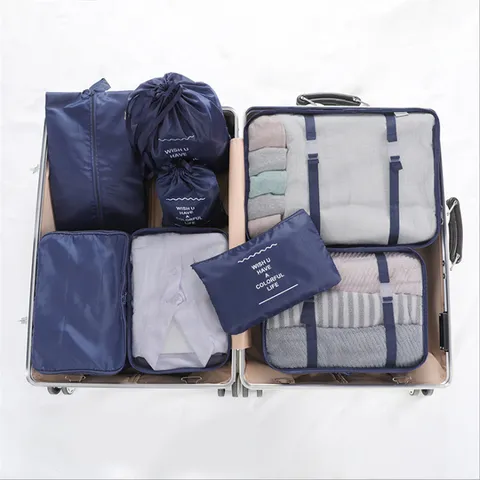 Travel Storage Bag Set Waterproof Luggage Organizer Packing Cubes Clothes Sorting Pouches Travel Accessories