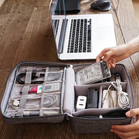 Portable Waterproof Travel Digital Storage Bag Multi-Layer Electronic Accessories Organizer Pouch For Cable Charger
