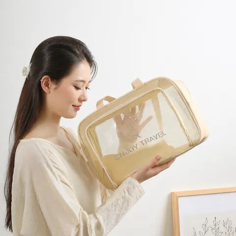 Borsa da Toeletta Impermeabile di Grande Capacità Separazione Secco Umido Borsa da Palestra Nuoto PVC Trasparente Organizer Cosmetici Viaggio