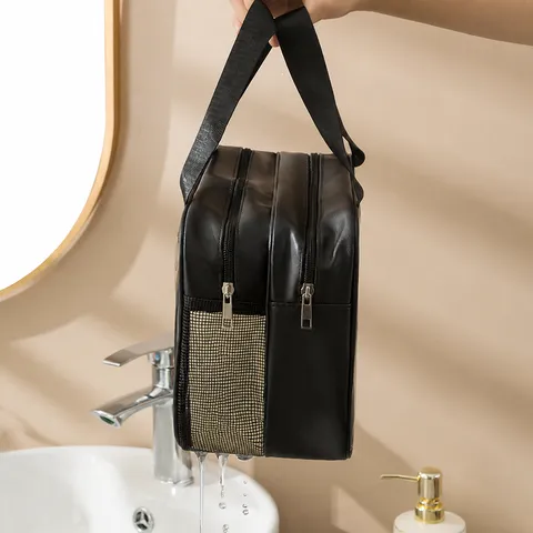 Wasserdichte Kulturtasche Doppelte Schicht Große Kapazität Reise Kosmetiktasche Transparentes Fenster Aufbewahrungstasche Für Schwimmen Fitness