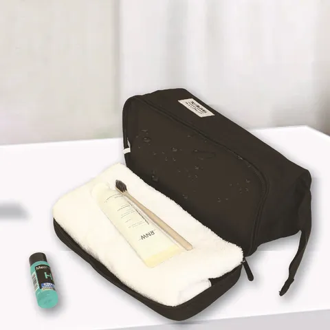 Trousse de Toilette Imperméable pour Hommes Grande Capacité Tissu Oxford Organisateur de Maquillage de Voyage Double Couche Sac Dopp de Rasage