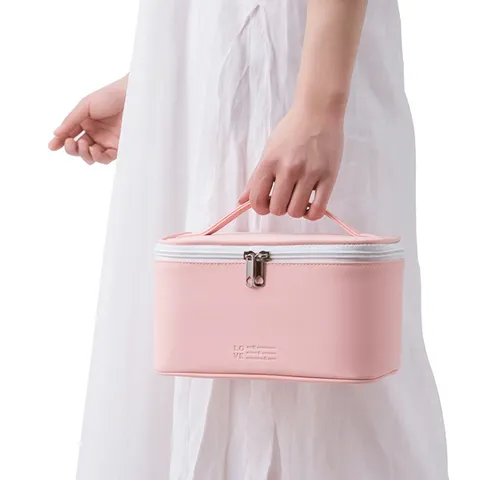 Große Kapazität Tragbare PU Leder Kulturbeutel Wasserdichte Reise Make Up Organizer Handtasche Kosmetiktasche Für Damen