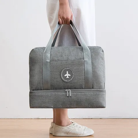 Große Kapazität Wasserdichte Reise Reisetasche Trocken Nass Trennung Fitnessstudio Gepäck Handtasche Oxford Stoff Sporttasche Für Damen Herren