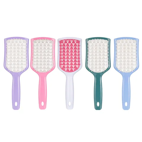 Hollow Hair Brush Detangling Massage Comb Plastic Vent Scalp Massager Wet Dry Hair Styling Tool For Women Daily Hair Care