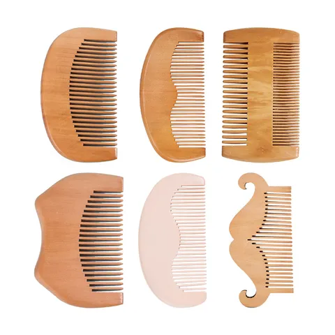 Peigne en Bois de Pêcher Naturel Dents Fines Antistatique Brosse à Cheveux Masseur de Cuir Chevelu Peigne à Poux pour Hommes et Femmes