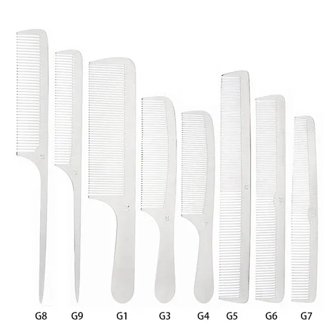 Professional Stainless Steel Hair Styling Comb Fine Tooth Barbers Tail Comb Salon Hairdressing Tool Anti-Static Metal Comb