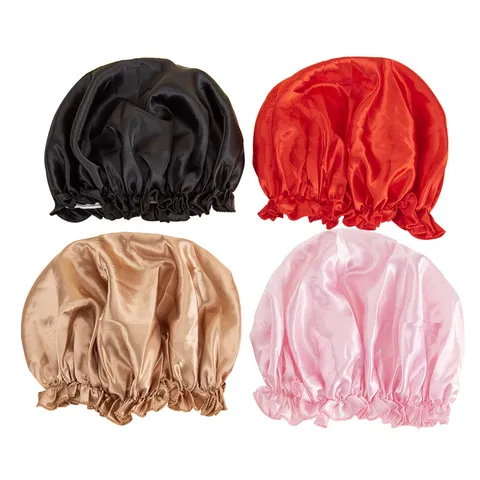 Damen Satin Schlafhaube Elastisch Weich Nachtmütze Dusche Bad Haarpflege Haube Anti-Öl Küche Schlafhut