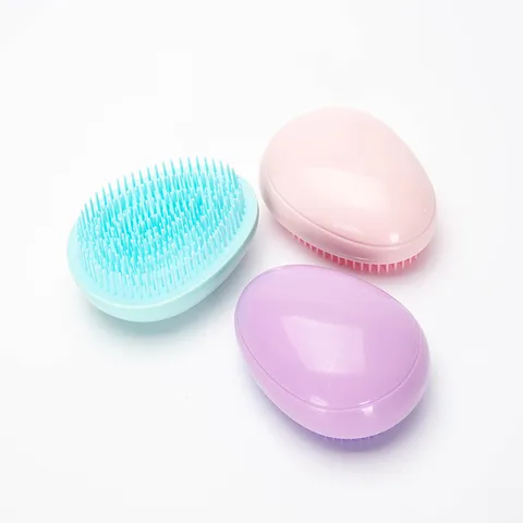 Tragbarer Eiförmiger Haarmassagekamm Kunststoff Antistatischer Entwirrender Haarbürste Tägliches Kopfmassage Haarpflegezeug Für Damen