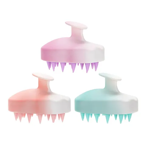 Gradient Gourd Shampoo Brush Scalp Massage Brush Soft Silicone Hair Scrubber Bath Shower Tool Head Care