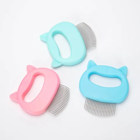 ABS Plastic Cat Ear Shape Shampoo Massage Brush Pet Flea Comb Scalp Hair Massaging Brush For Daily Grooming