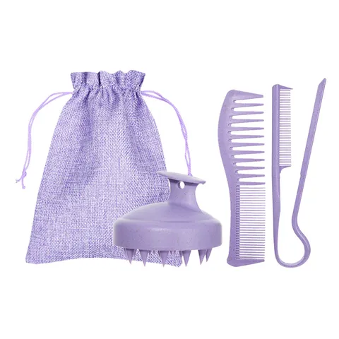 Spazzole per Capelli in Paglia di Grano Massaggiatore Cuoio Capelluto Spazzola Shampoo Pettini Districanti Ecologico Kit Portatile