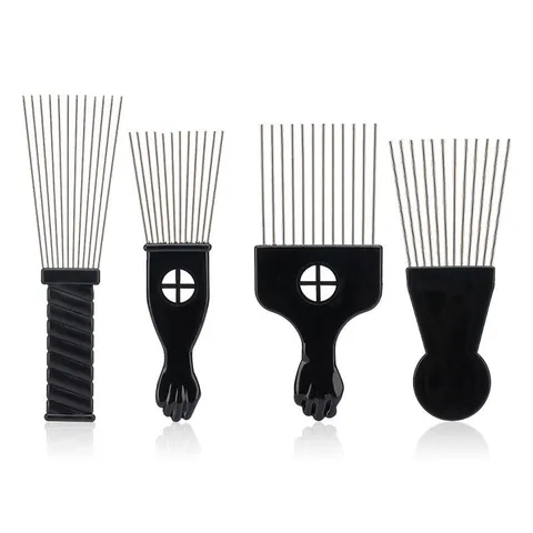 Stainless Steel Metal Teeth Barber Wide Tooth Comb Hair Pick Afro Hair Styling Pick Comb Salon Hairdressing Tool