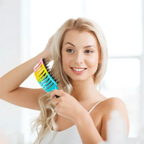 Spazzola per Capelli Curva Ventilata Pettine per Massaggio al Cuoio Capelluto Strumento Professionale per Acconciature Liscianti e Ricci