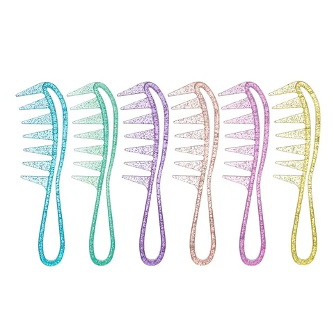 Peine de Dientes Anchos con Purpurina Para Estilo de Pomada Cepillo Hueco Mango Ergonómico Peine Desenredante Para Hombres Mujeres Herramienta de Peluquería de Salón