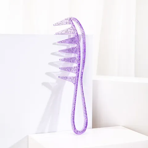 Peine de Dientes Anchos con Purpurina Para Estilo de Pomada Cepillo Hueco Mango Ergonómico Peine Desenredante Para Hombres Mujeres Herramienta de Peluquería de Salón