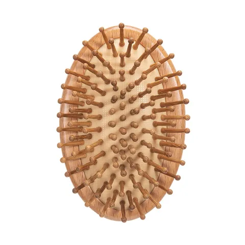 Peigne de Massage à Coussin en Bois de Hêtre Naturel Forme d'Oeuf Ovale Brosse à Cheveux Massage du Cuir Chevelu Peigne Démêlant Portable Outil de Coiffure