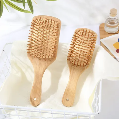 Natural Bamboo Air Cushion Hair Brush Scalp Massage Comb Wooden Detangling Hairbrush For Men Women Daily Hair Care