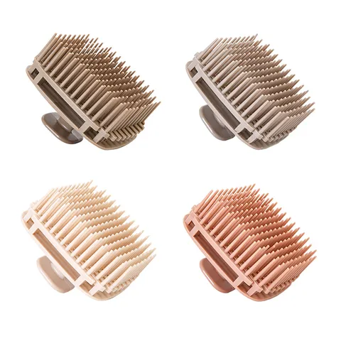 Brosse à Shampooing Carrée en TPE Masseur de Cuir Chevelu Peigne Démêlant Creux Utilisation Humide Sèche Brosse de Massage Douche Bain