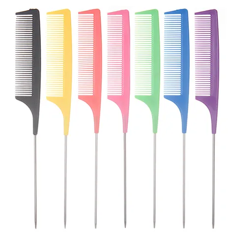 Stielkamm Stahlstift Abteilkamm Professioneller Haarkamm Für Friseursalon Zuhause Mehrfarbiger Nylon Hitzebeständiger Kamm