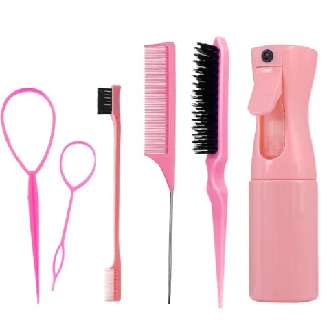 Professional Hair Styling Tools Comb Set Stainless Steel Rat Tail Comb Teasing Brush Spray Bottle Eyebrow Brush Hair Styling Accessories Kit For Women